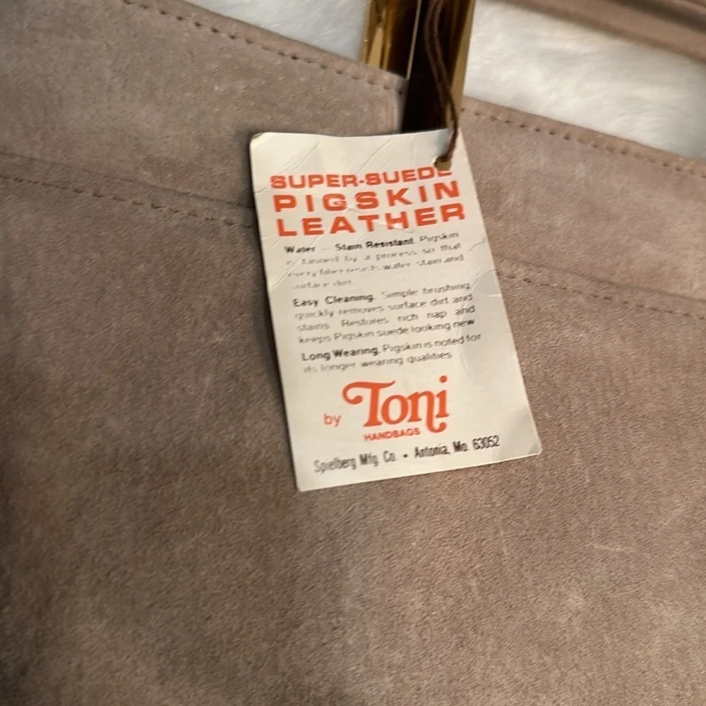 NWT vintage, hush puppies tan handbag, super -suede pig, skin, leather